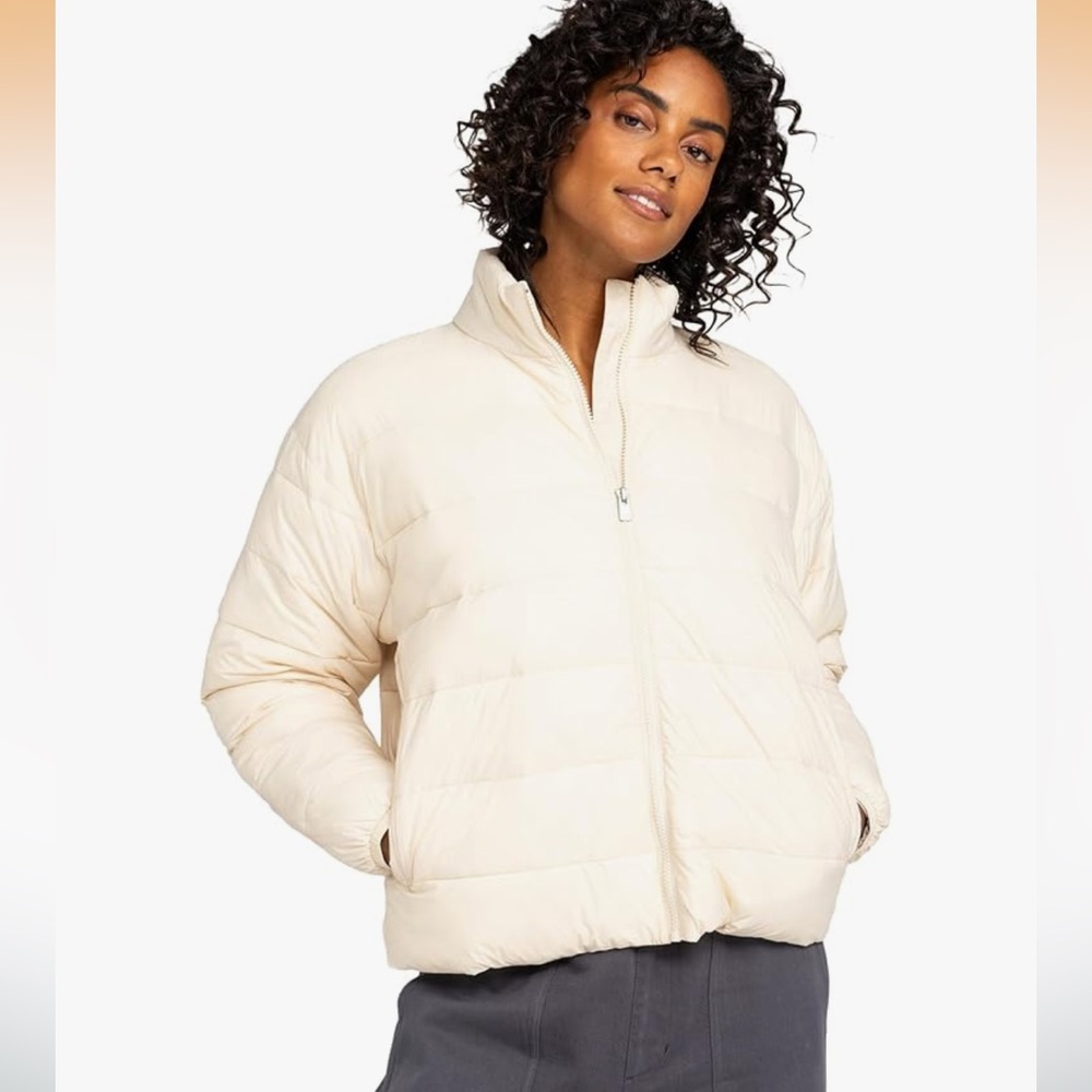 Roxy Women's Wind Bliss Cream Ivory Puffer Ski Jacket